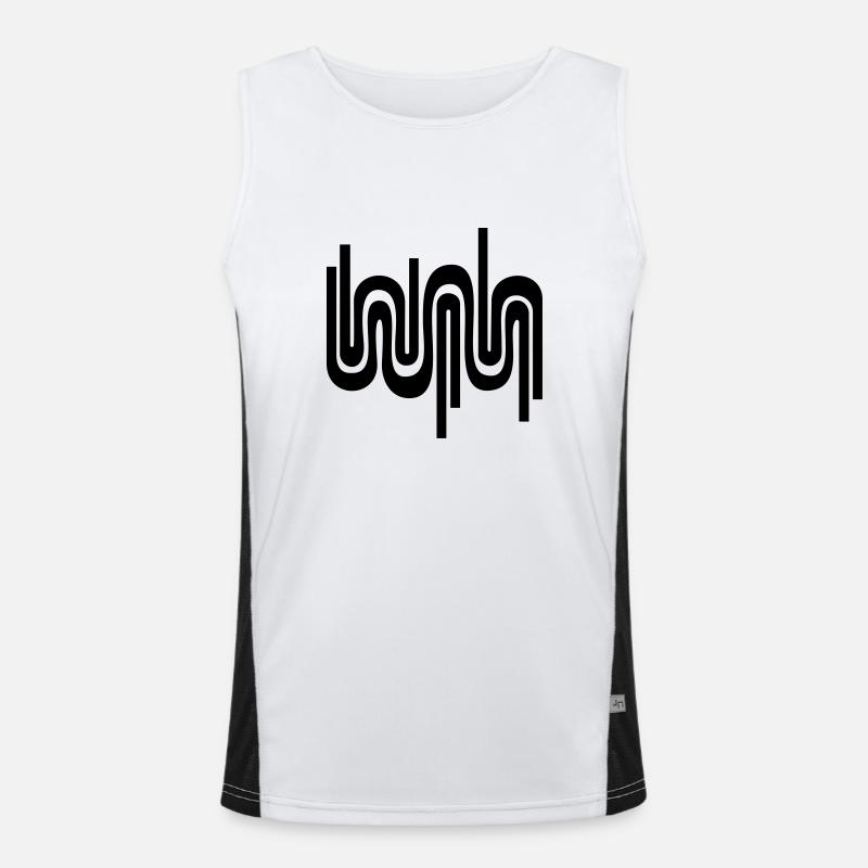 Abstract wave / 70s pattern - Men's Functional Contrast Tank Top  - white/black
