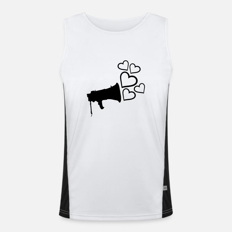 Hearts Love Megaphone Design Men's Functional Contrast Tank Top 