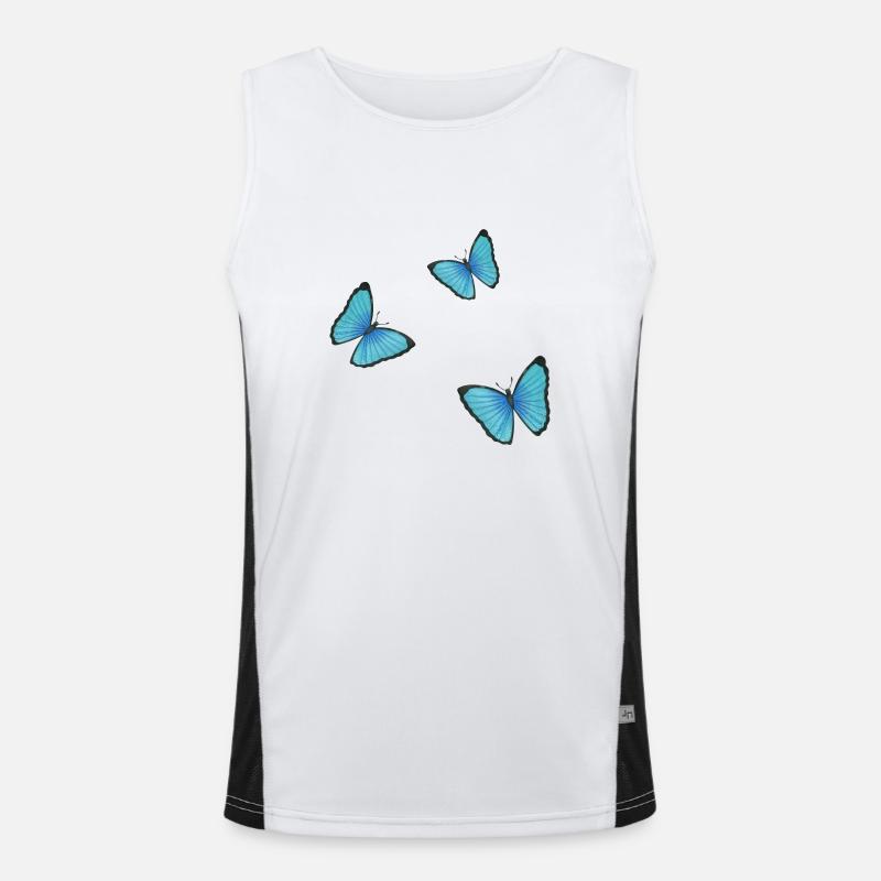 blue butterflies Men's Functional Contrast Tank Top 