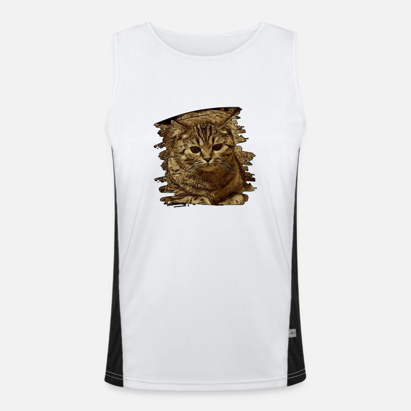 Katzengesicht5 Funktionelles Kontrast-Tank Top für Männer 