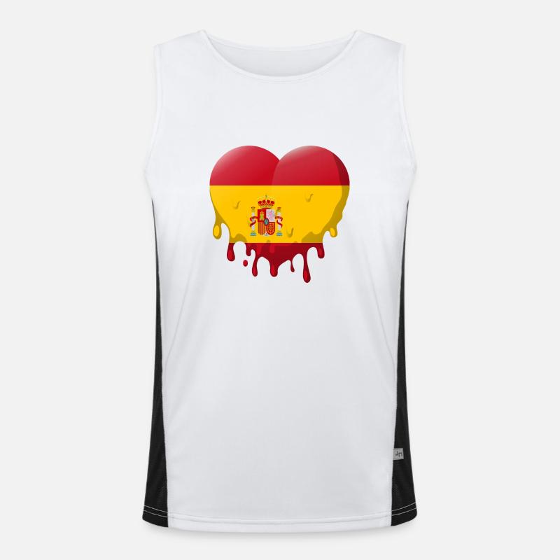 Espagne Drapeau Coeur Espagnol Drapeau Amour Débardeur respirant contrasté Homme 