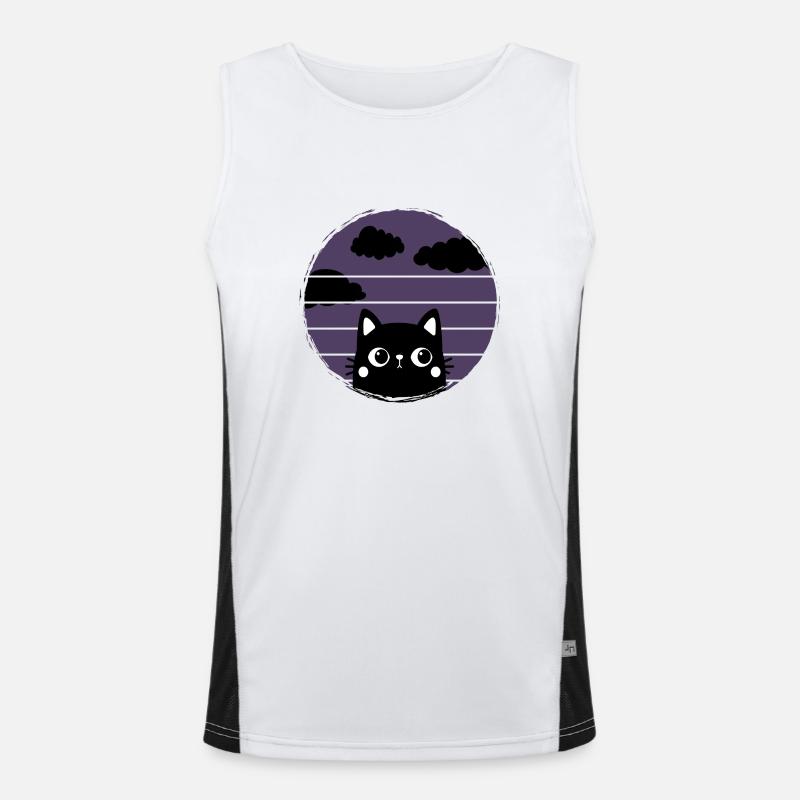 meme cool ninja cat is watching night dream Funktionelles Kontrast-Tank Top für Männer 