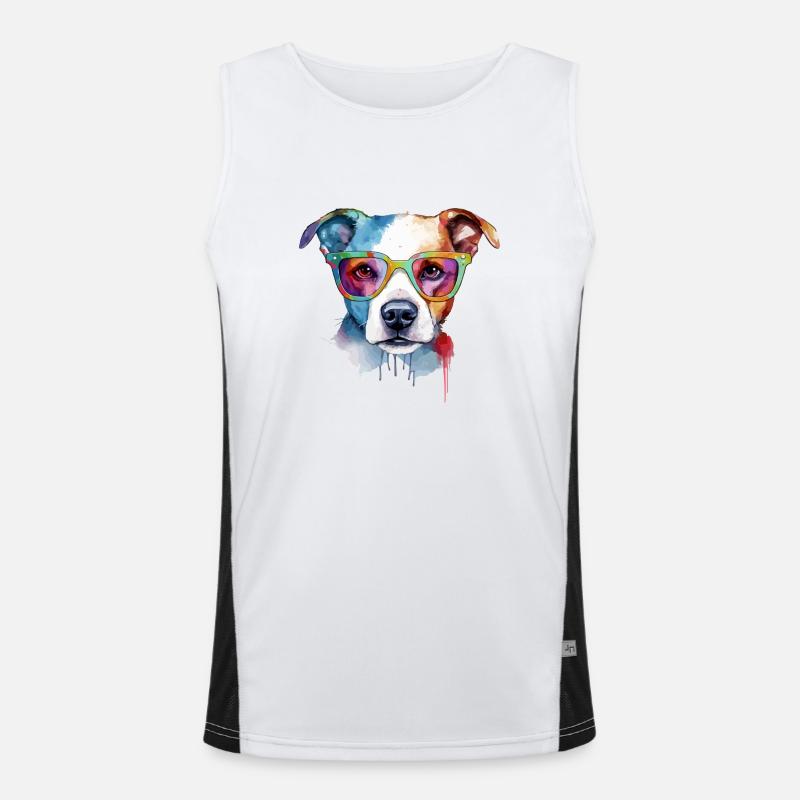 Rox, der Hund mit Brille Funktionelles Kontrast-Tank Top für Männer 
