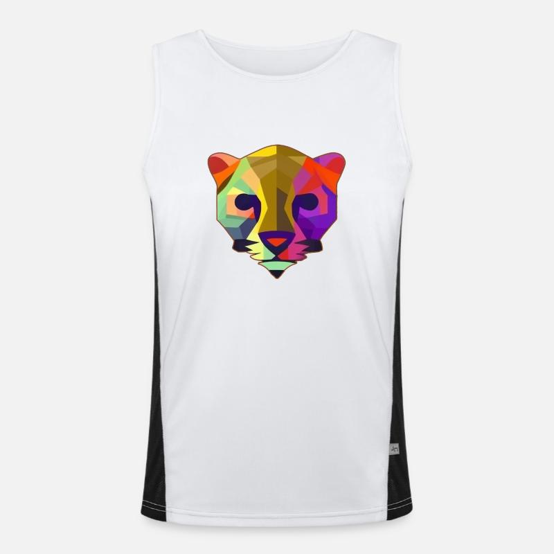 Multicolored stylized panther Men's Functional Contrast Tank Top 