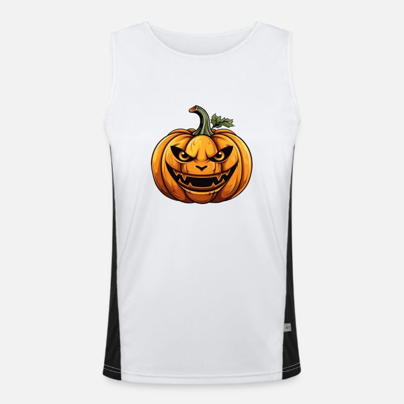 spooky halloween pumpkin Men's Functional Contrast Tank Top 