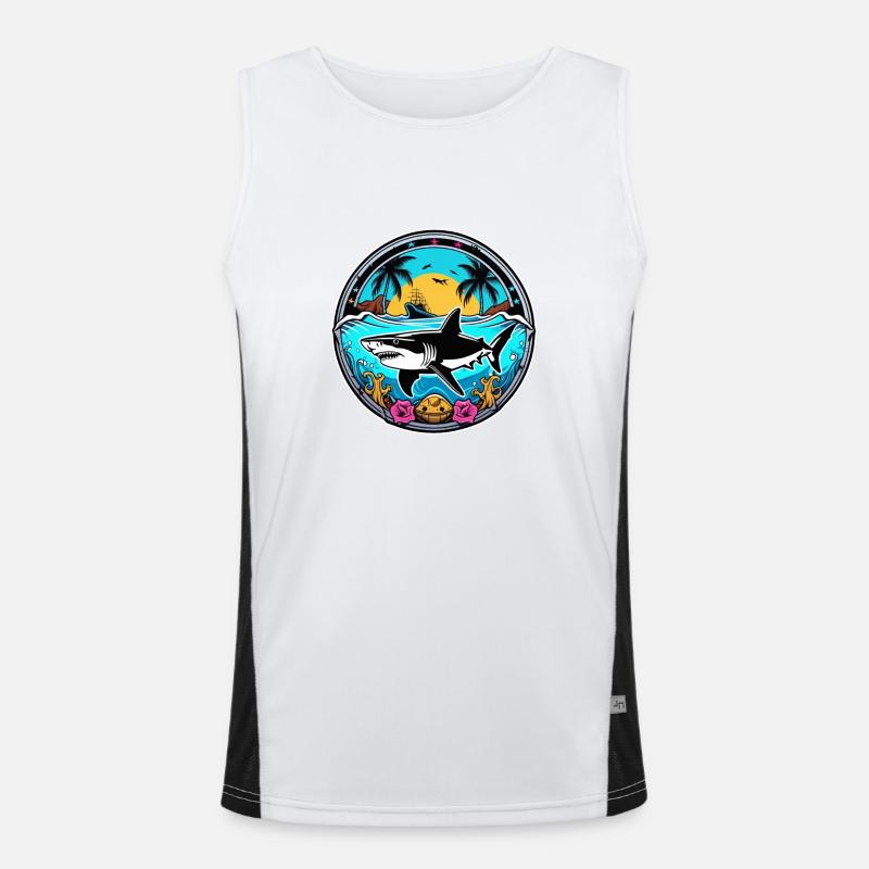 Shark & Sunset - Men's Functional Contrast Tank Top - white/black