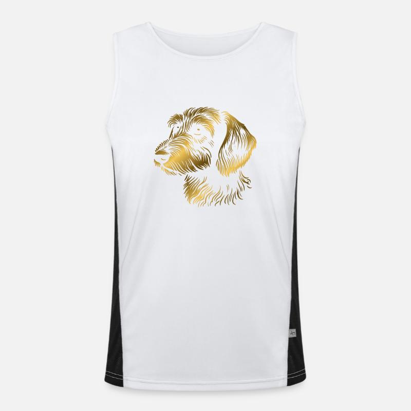 Wire-haired dachshund wire-haired dachshund drawing head gold Men's Functional Contrast Tank Top 