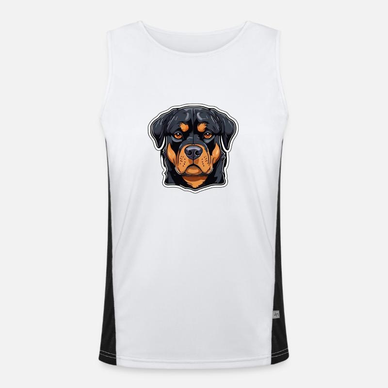 Rottweiler Rotti Black Rust Colored Large Dog Men's Functional Contrast Tank Top 