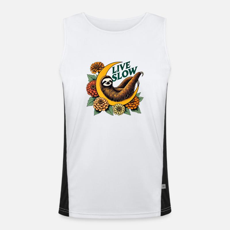 Lebe Slow Sloth Funktionelles Kontrast-Tank Top für Männer 