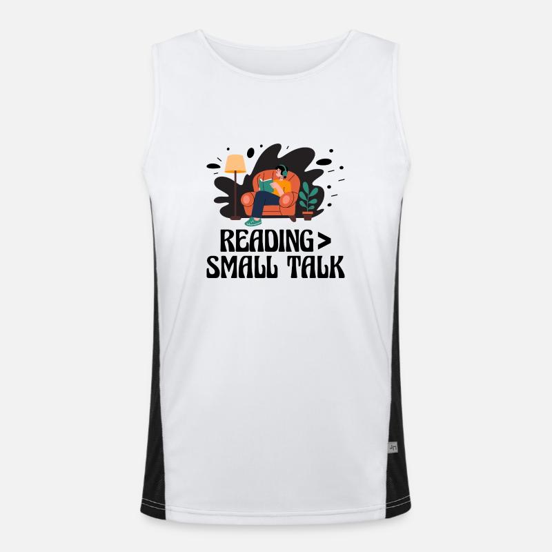 Reading Small Talk Sayings For Introverts Men's Functional Contrast Tank Top 