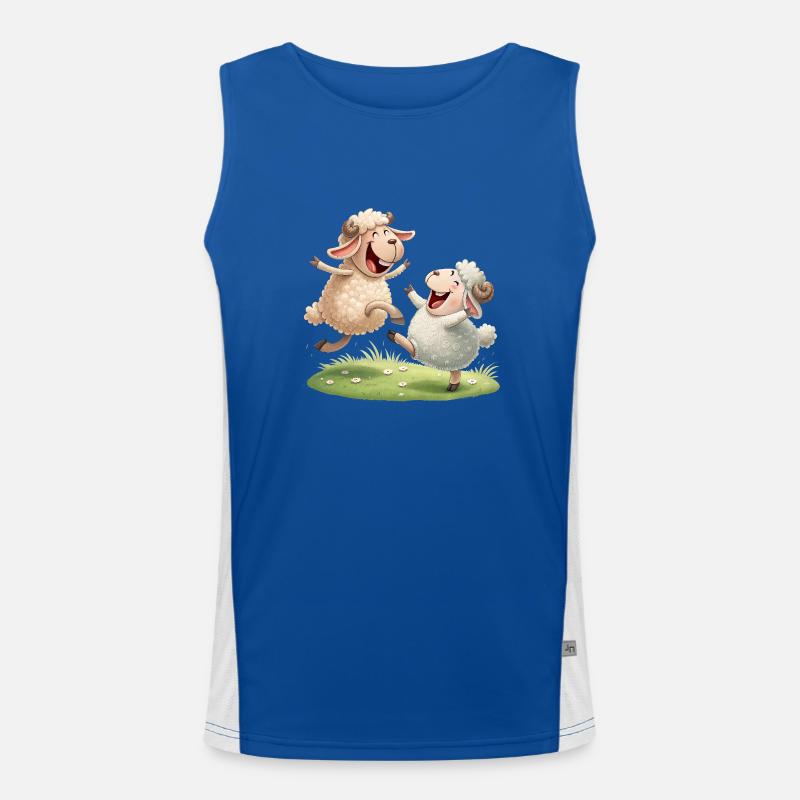 Fröhliches Schaf-Duo Funktionelles Kontrast-Tank Top für Männer 