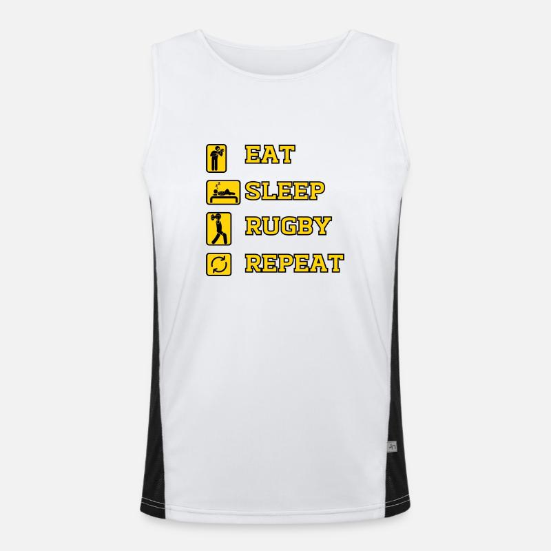 EAT SLEEP RUGBY REPEAT Débardeur respirant contrasté Homme 