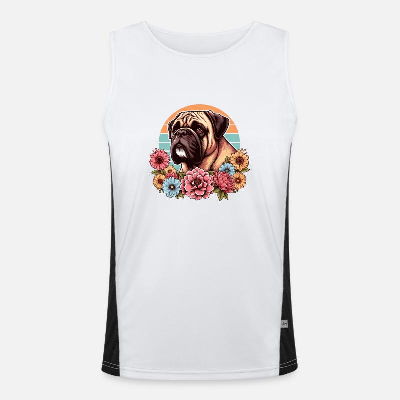 Bullmastiff Retro Pastel Fleurs Débardeur respirant contrasté Homme 