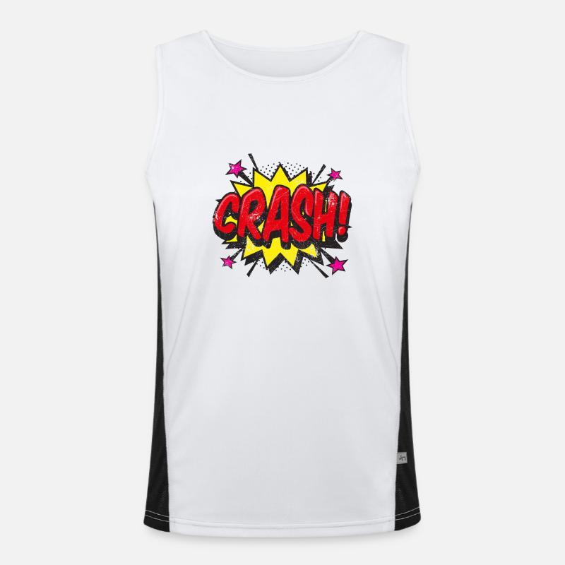 CRASH CRASH! COMIC COMICSTYLE 80s MOTIFS GIFT Men's Functional Contrast Tank Top 