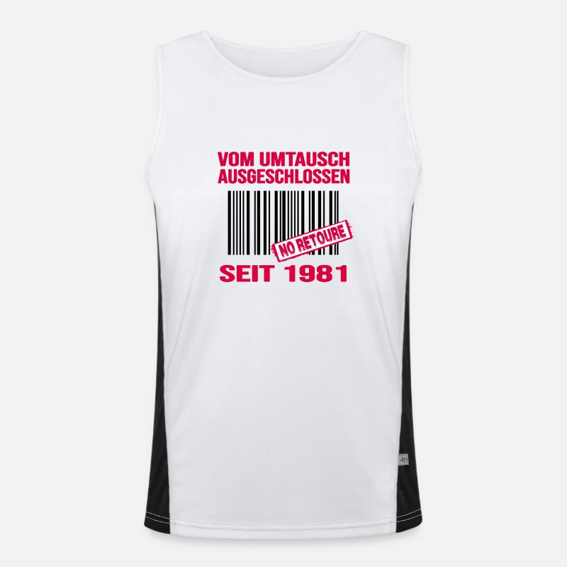 1981 geburtstag jubiläum barcode retoure Funktionelles Kontrast-Tank Top für Männer 