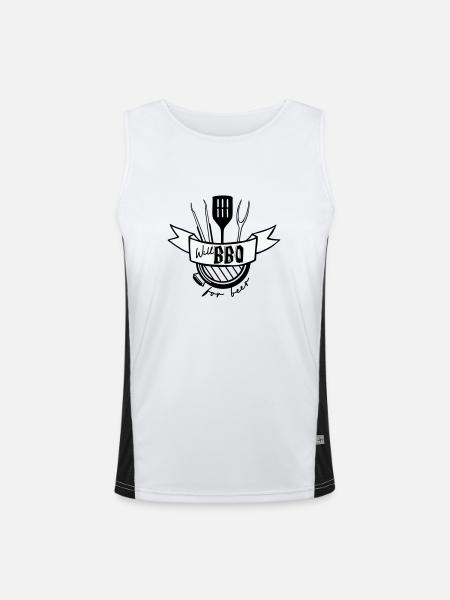 GRILL BEER BBQ GAME PARTY BARBECUE CELEBRATION MOTIF - Men's Functional Contrast Tank Top  - white/black - Front