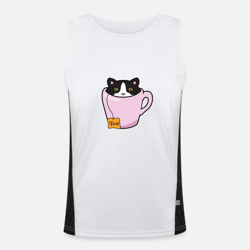 Chat de thé mignon Débardeur respirant contrasté Homme 
