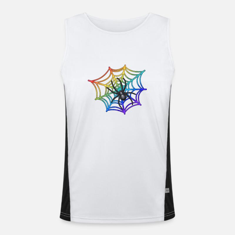 spider love arachnoid tarantula spider web net Men's Functional Contrast Tank Top 
