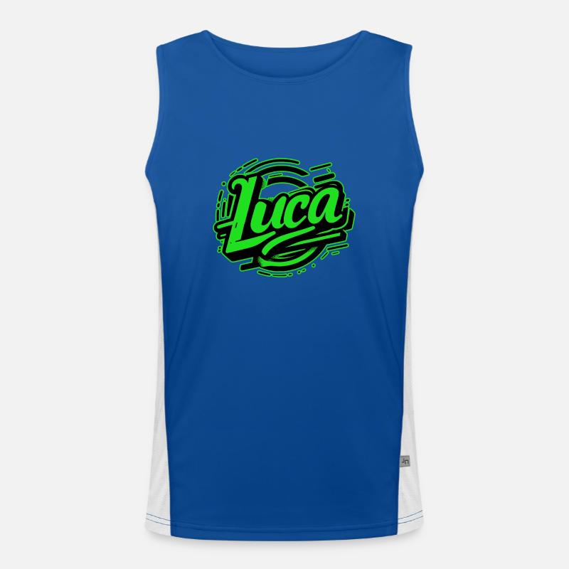 Luca Name Graffiti green Men's Functional Contrast Tank Top 