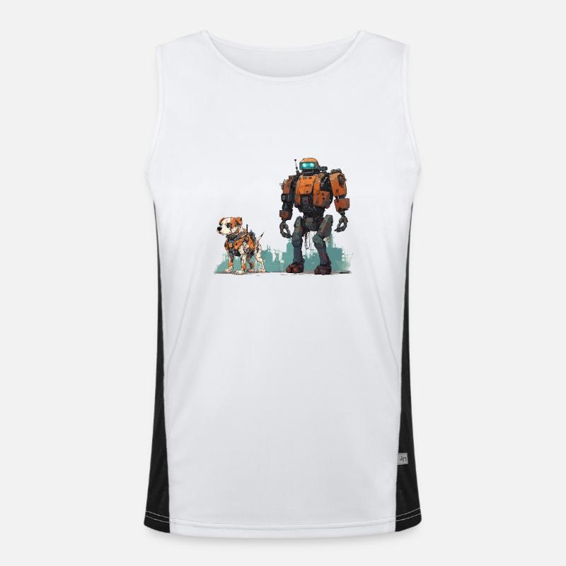 Robot with Robo Dog SCI-FI Dog Walk Robotics Men's Functional Contrast Tank Top 