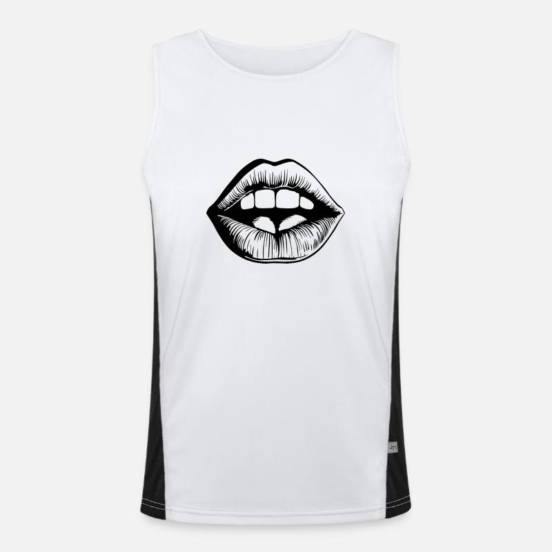 Lips, mouth, kissing lips Men's Functional Contrast Tank Top 
