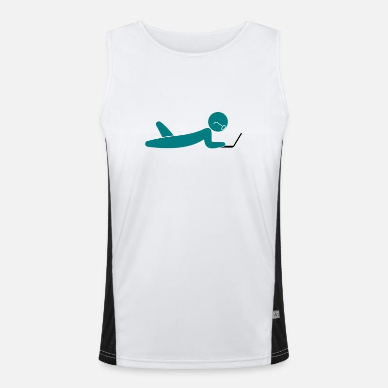 A programmer using a laptop - Men's Functional Contrast Tank Top  - white/black