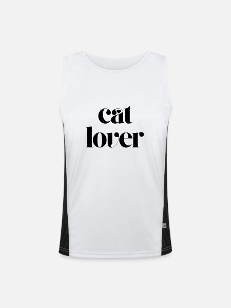 cat lover - Men's Functional Contrast Tank Top  - white/black - Front
