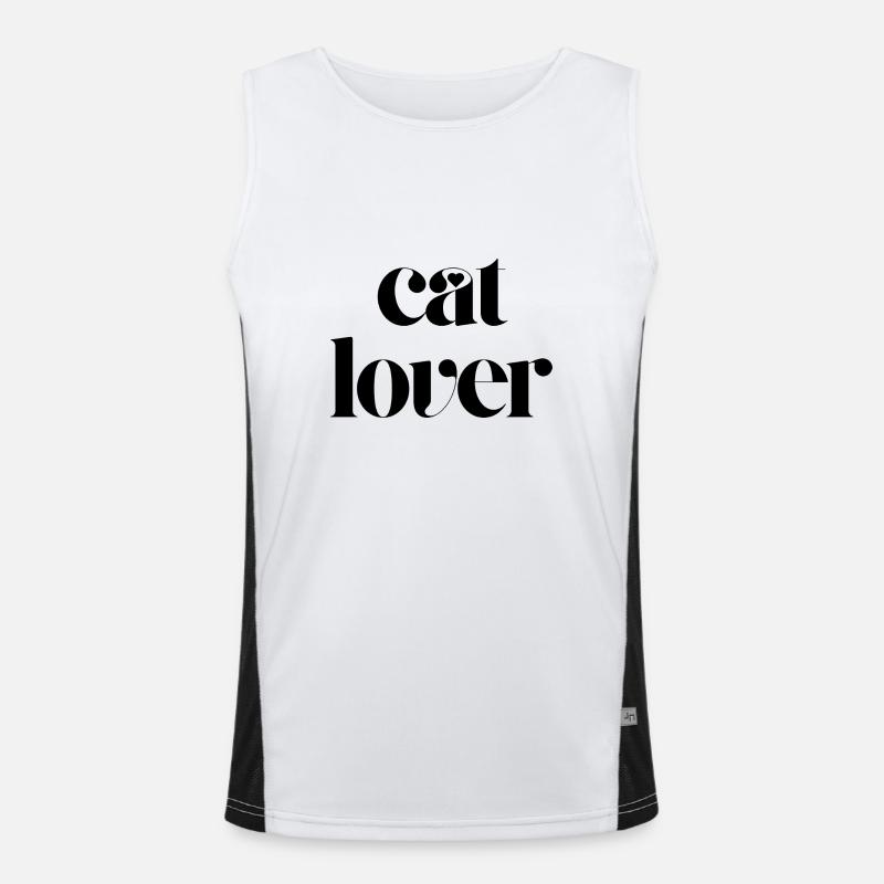 cat lover - Men's Functional Contrast Tank Top  - white/black