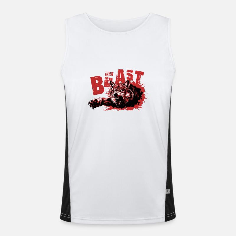 Beast Wolf Funktionelles Kontrast-Tank Top für Männer 