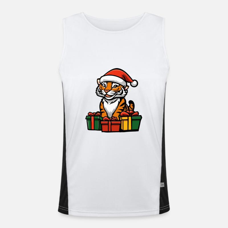 Tiger Weihnachten Geschenke Funktionelles Kontrast-Tank Top für Männer 