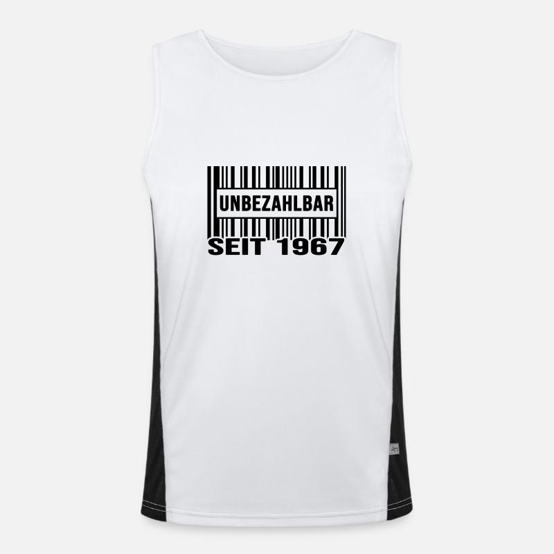 1967 Geburtstag unbezahlbar Barcode Geschenk Funktionelles Kontrast-Tank Top für Männer 