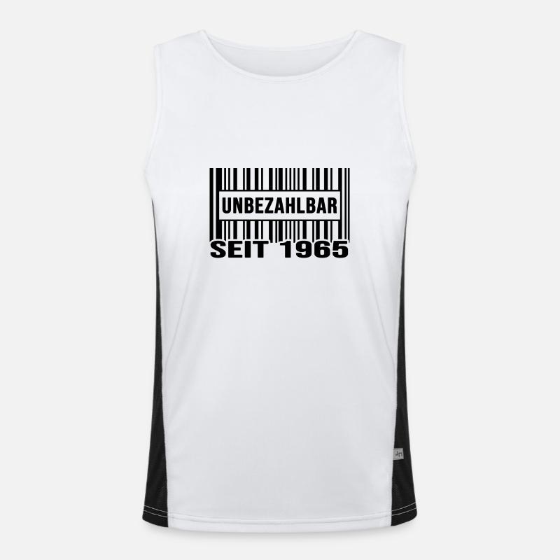1965 geburtstag unbezahlbar barcode Funktionelles Kontrast-Tank Top für Männer 