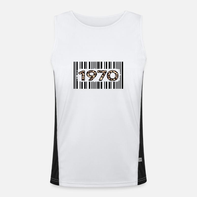 1970 geburtstag 52 jahre barcode leopardmuster Funktionelles Kontrast-Tank Top für Männer 