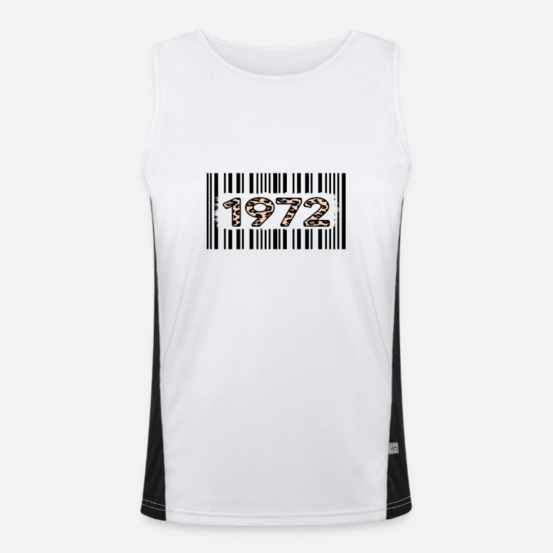 1972 geburtstag 50 jahre jubiläum barcode leopard Funktionelles Kontrast-Tank Top für Männer 