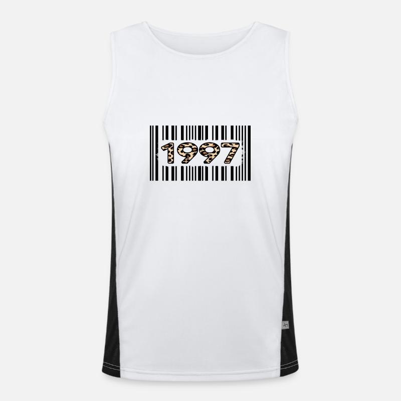1997 Anniversaire 25 ans anniversaire Barcode Leopard Débardeur respirant contrasté Homme 