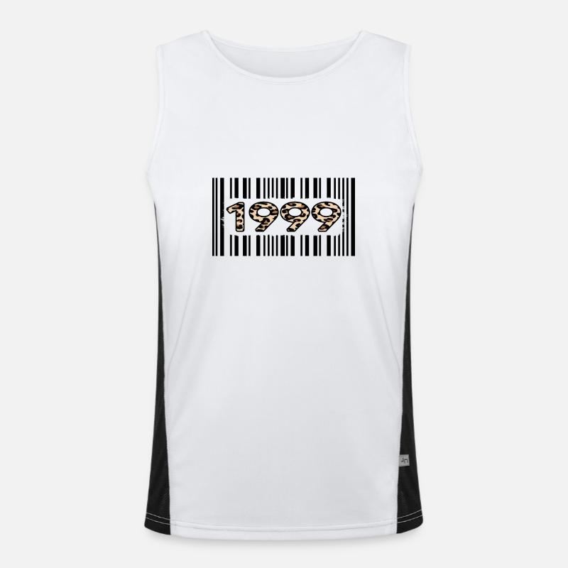 1999 geburtstag 23 jahre jubiläum barcode leopard Funktionelles Kontrast-Tank Top für Männer 