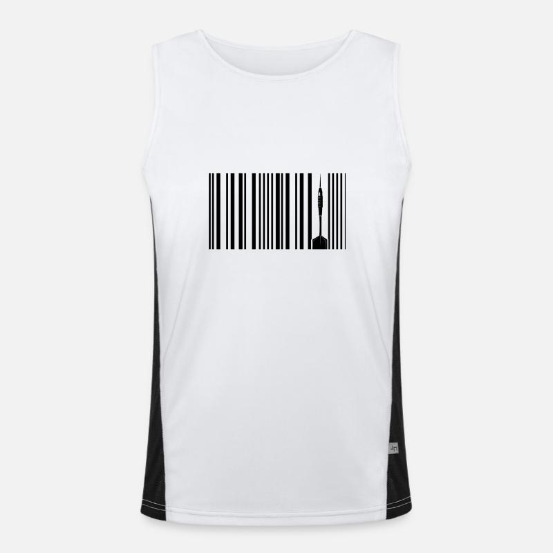 Darts Darts Player Darts "Dart-Barcode-Dartcode" - Men's Functional Contrast Tank Top  - white/black