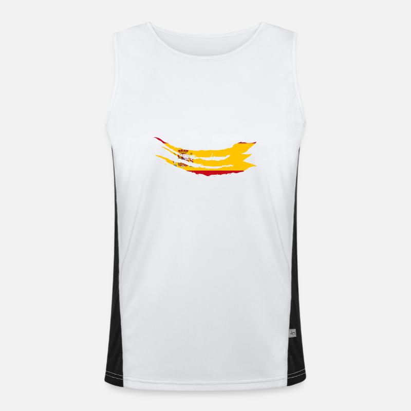Spain Flag Scratches Spanish Flag Claws Men's Functional Contrast Tank Top 