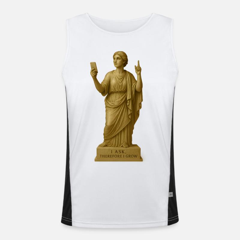 Ancient Philosopher Statue with Message - Men's Functional Contrast Tank Top  - white/black