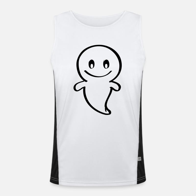 Friendly Ghost Halloween Haunted Men's Functional Contrast Tank Top 