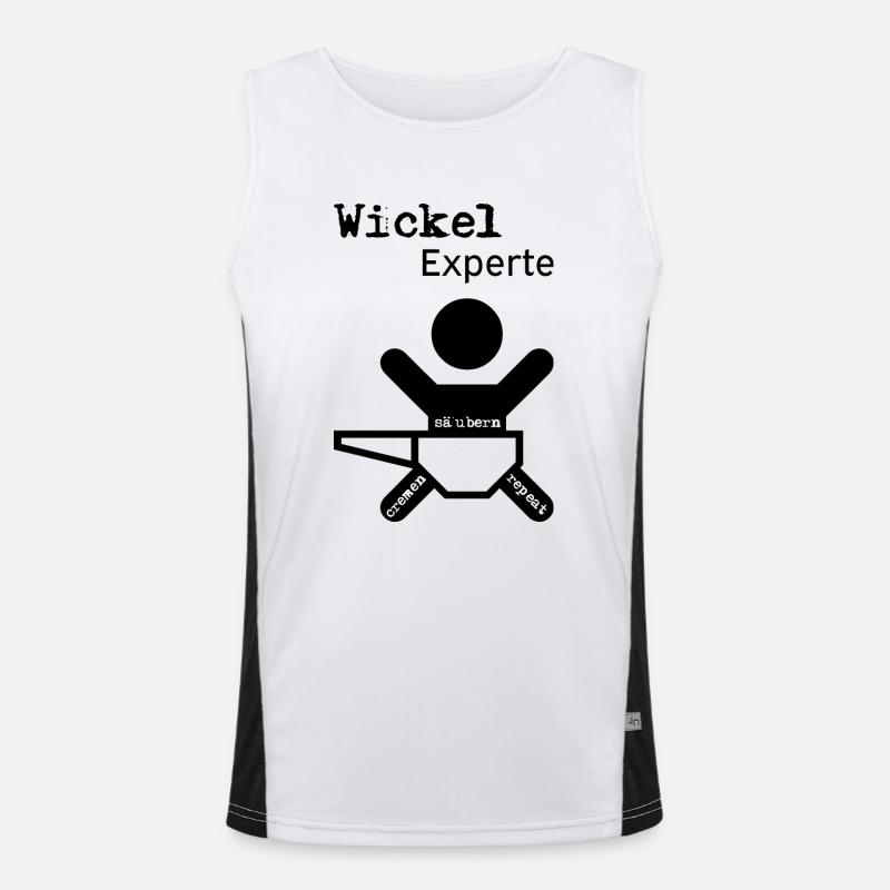 Wickel Experte - Baby - Geburt - Eltern Funktionelles Kontrast-Tank Top für Männer 
