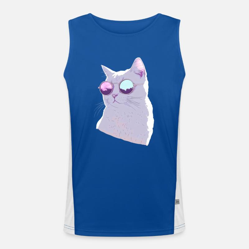 Chat avec lunette de soleil Débardeur respirant contrasté Homme 