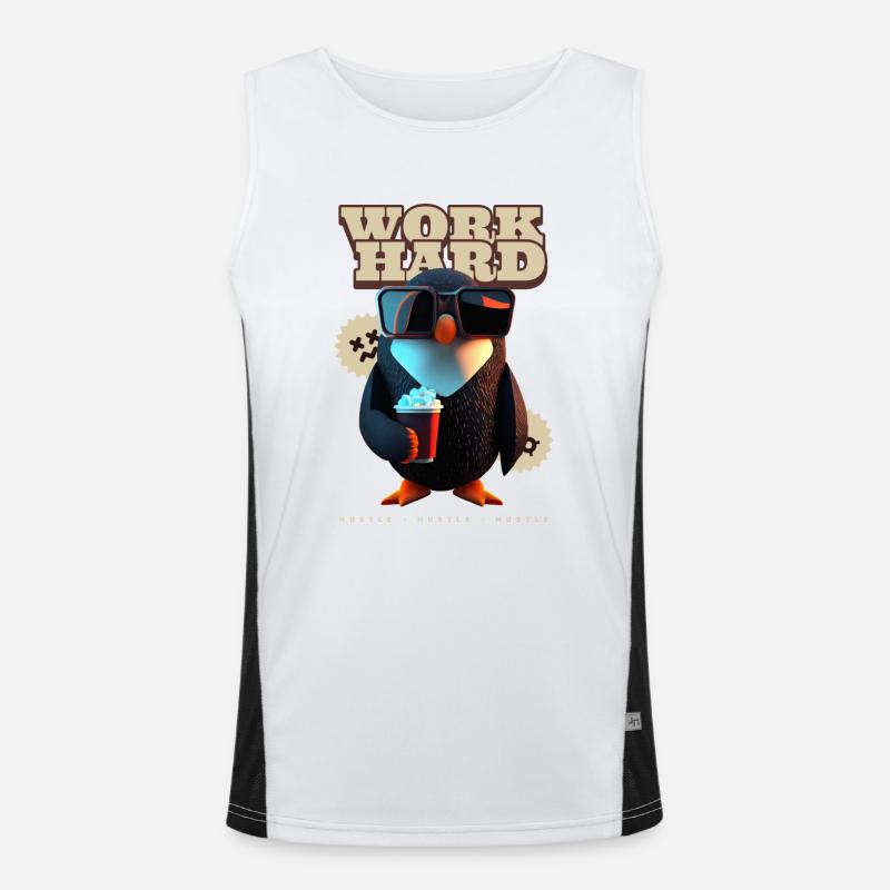 Work Hard (Pinguin) Funktionelles Kontrast-Tank Top für Männer 