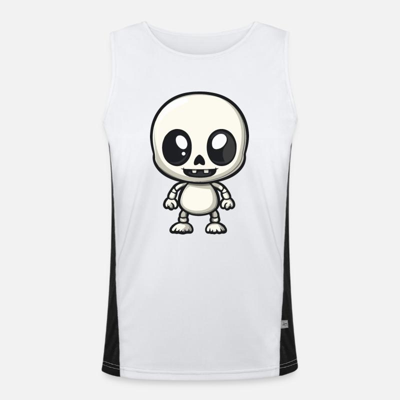 Zombie Halloween Skeleton Comic - Men's Functional Contrast Tank Top - white/black