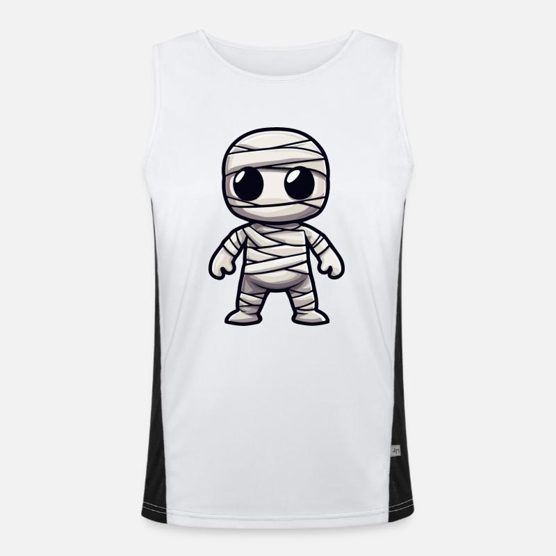 Mummy Halloween Cute Comic - Men's Functional Contrast Tank Top - white/black