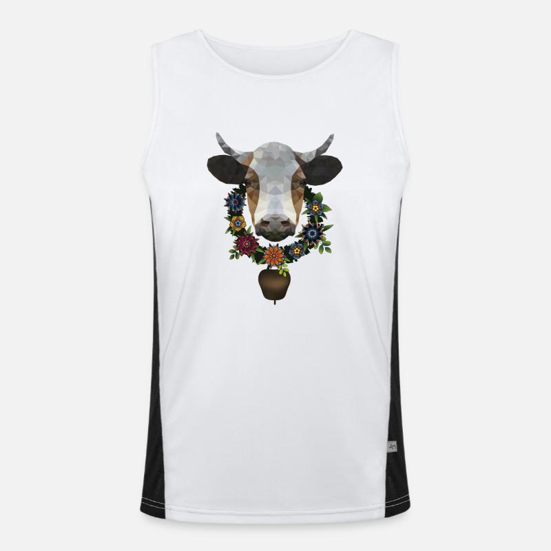 Vache à la couronne de fleurs Débardeur respirant contrasté Homme 