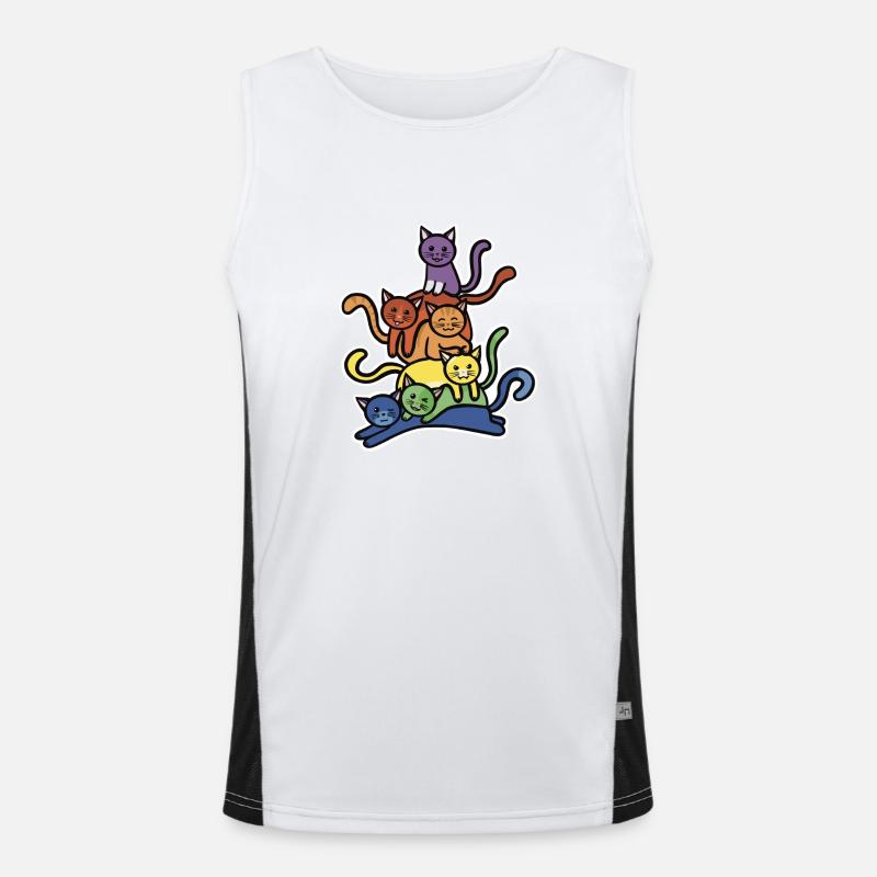 Regenbogen Katzen Stapel Funktionelles Kontrast-Tank Top für Männer 