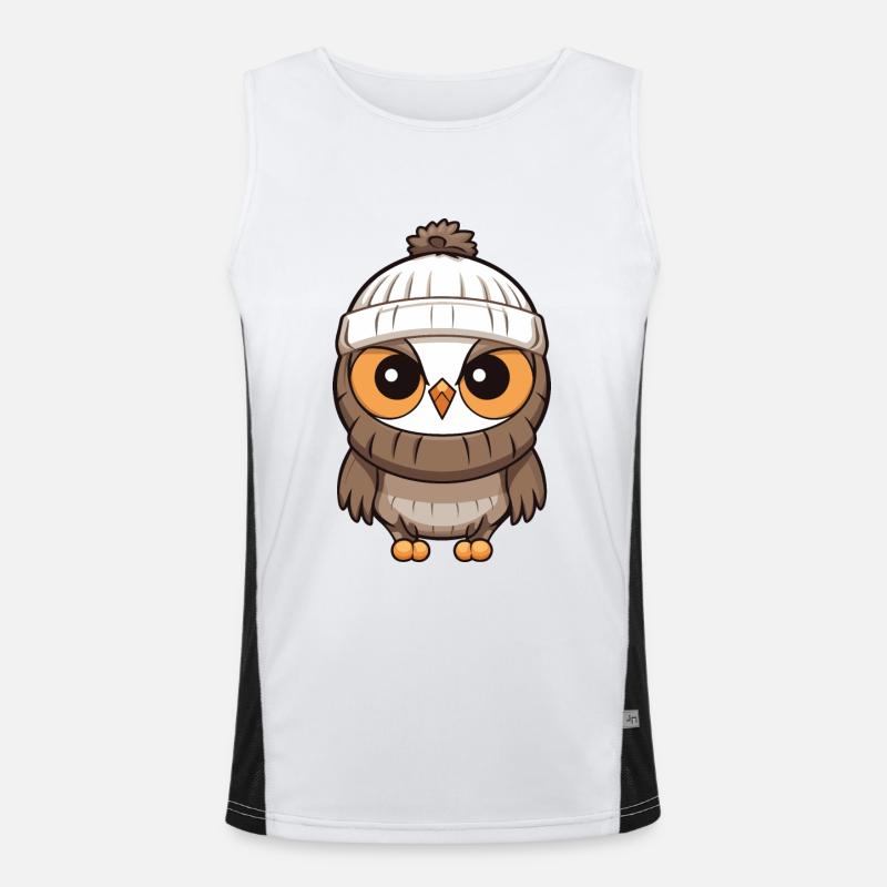 Eule Winter Comic Funktionelles Kontrast-Tank Top für Männer 