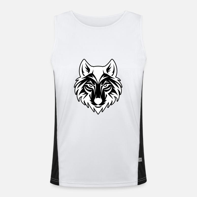 Wolf Kopf Funktionelles Kontrast-Tank Top für Männer 
