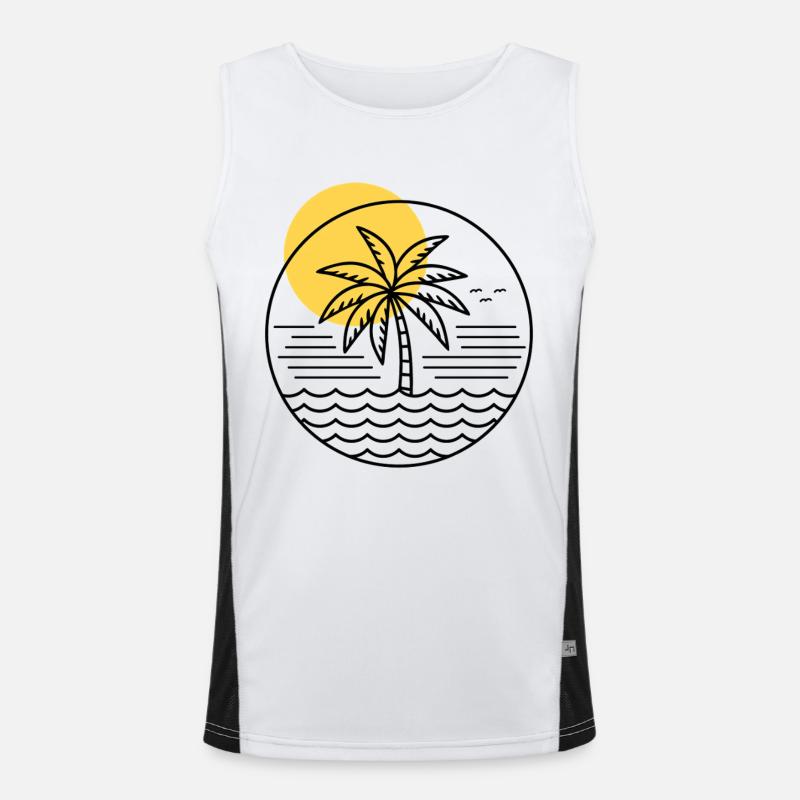 Palm Tree Circle - Men's Functional Contrast Tank Top  - white/black